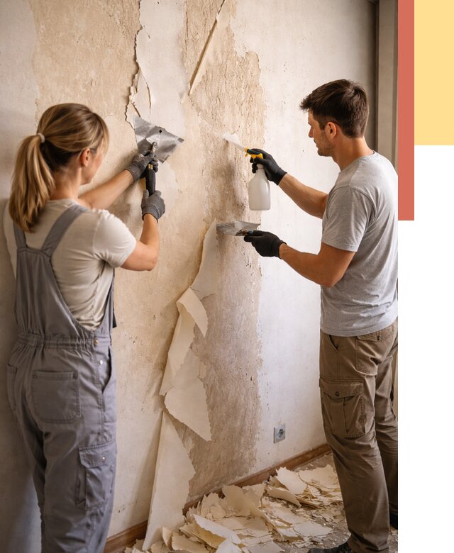 Снятие старых обоев в Домодедово от 5526 руб. под ключ недорого | ОТДЕЛОЧНИК-Дмд