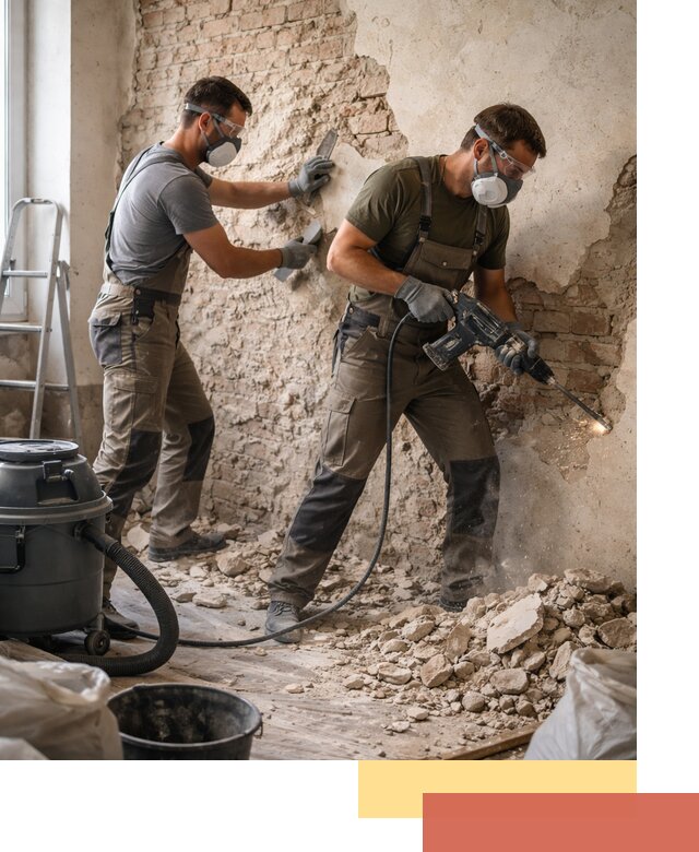Демонтаж штукатурки со стен в Домодедово быстро и аккуратно