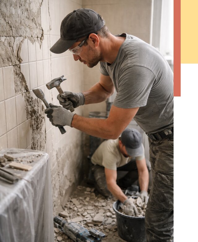 Демонтаж плитки со стен в Домодедово от 895 руб. — быстро и недорого | ОТДЕЛОЧНИК-Дмд