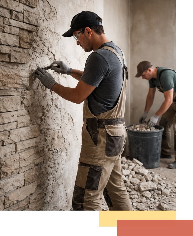 Демонтаж декоративного камня в Домодедово профессионально и безопасно