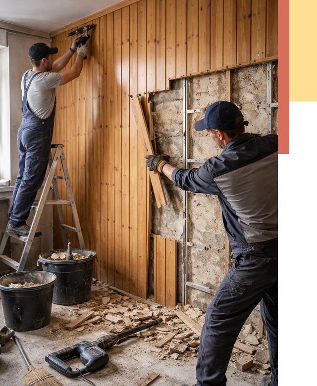 Демонтаж вагонки со стен в Домодедово от 1526 руб. — снятие, удаление, срочно | ОТДЕЛОЧНИК-Дмд