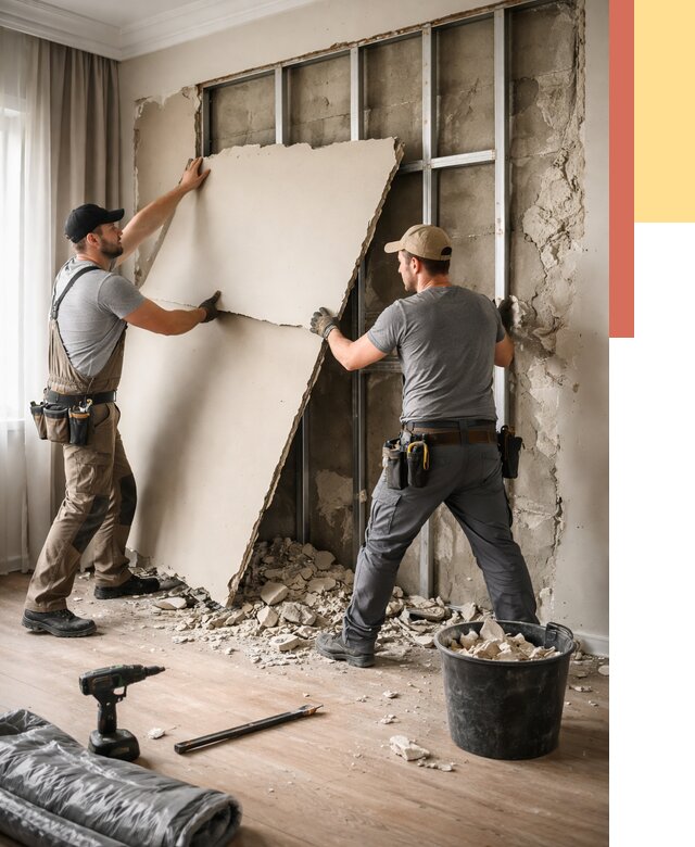 Демонтаж гипсокартона со стен в Домодедово от 368 руб. — услуги демонтажа | ОТДЕЛОЧНИК-Дмд