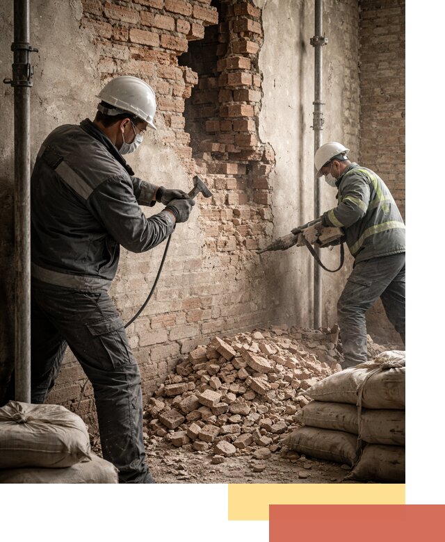 Демонтаж кирпичных стен в Домодедово быстро и безопасно