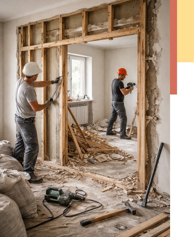 Демонтаж деревянных перегородок в Домодедово от 3368 руб. — быстро и недорого | ОТДЕЛОЧНИК-Дмд