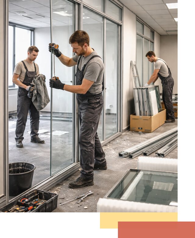 Демонтаж стеклянных перегородок в Домодедово быстро и безопасно