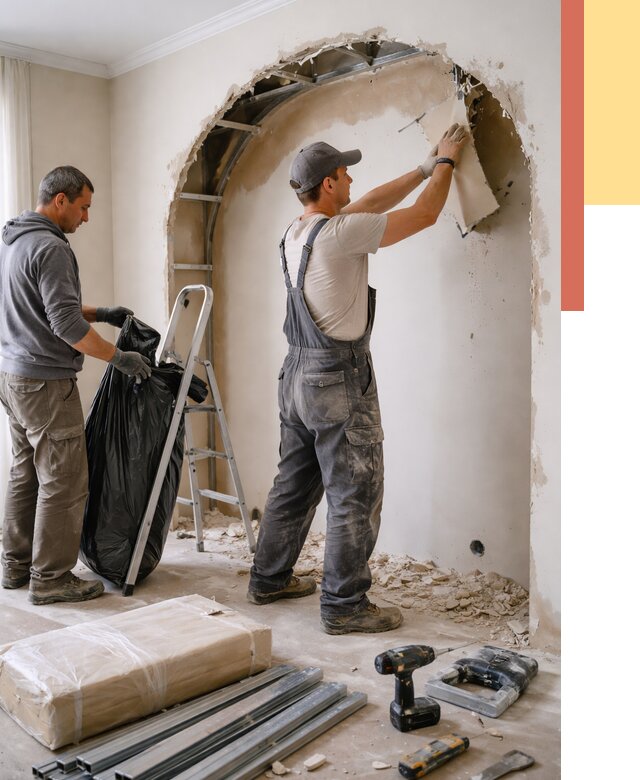 Демонтаж арки из гипсокартона в Домодедово от 3684 руб. — услуги под ключ | ОТДЕЛОЧНИК-Дмд