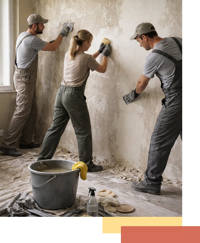 Очистка стен от клея и грунтовки в Домодедово качественно и быстро