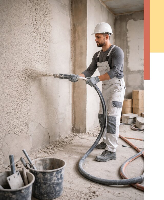 Машинная штукатурка стен в Домодедово под ключ от 6842 руб./м2 | ОТДЕЛОЧНИК-Дмд