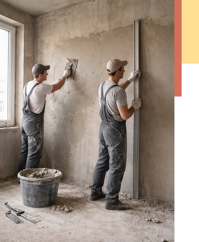 Штукатурка бетонных стен в Домодедово от 4737 руб/м² — качественно и быстро | ОТДЕЛОЧНИК-Дмд