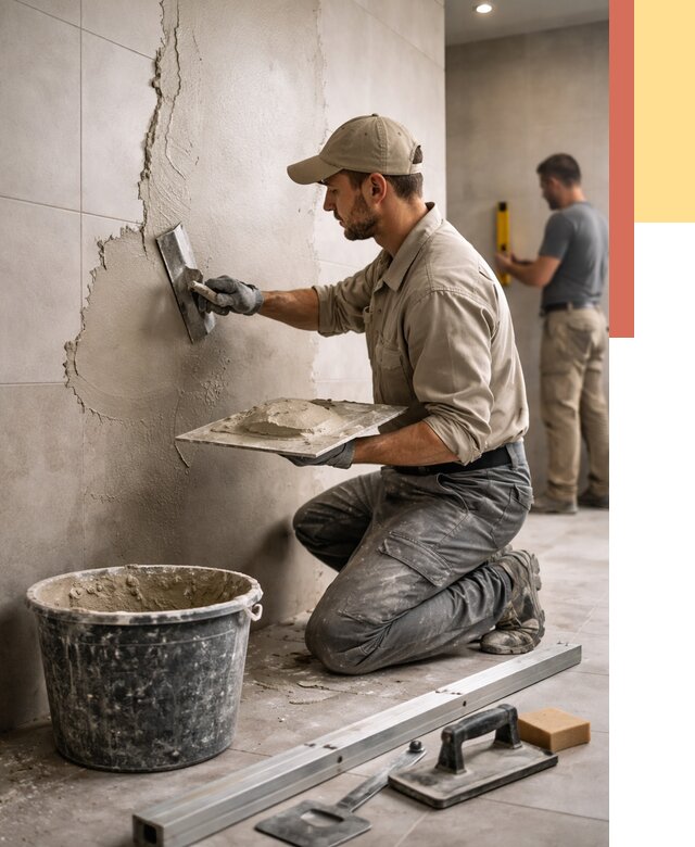 Штукатурка стен в ванной в Домодедово от 4737 руб./м² — выравнивание под ключ | ОТДЕЛОЧНИК-Дмд