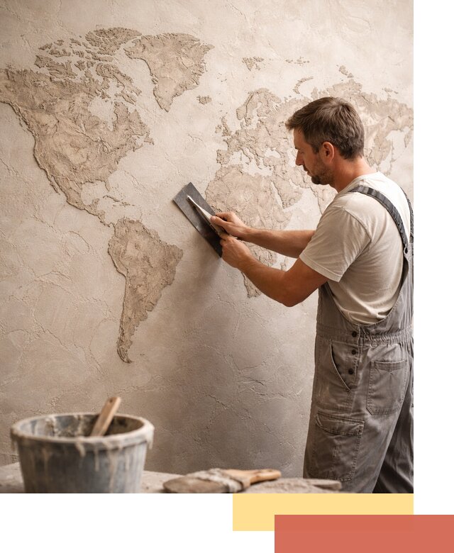 Декоративная штукатурка «Карта мира» под ключ в Домодедово