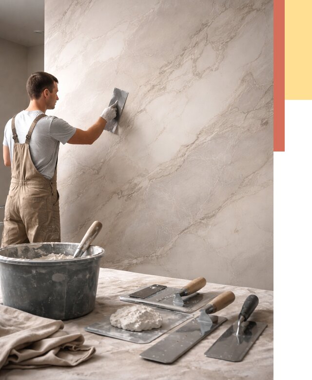 Декоративная штукатурка под мрамор в Домодедово от 2947 руб./м² — быстро и недорого | ОТДЕЛОЧНИК-Дмд