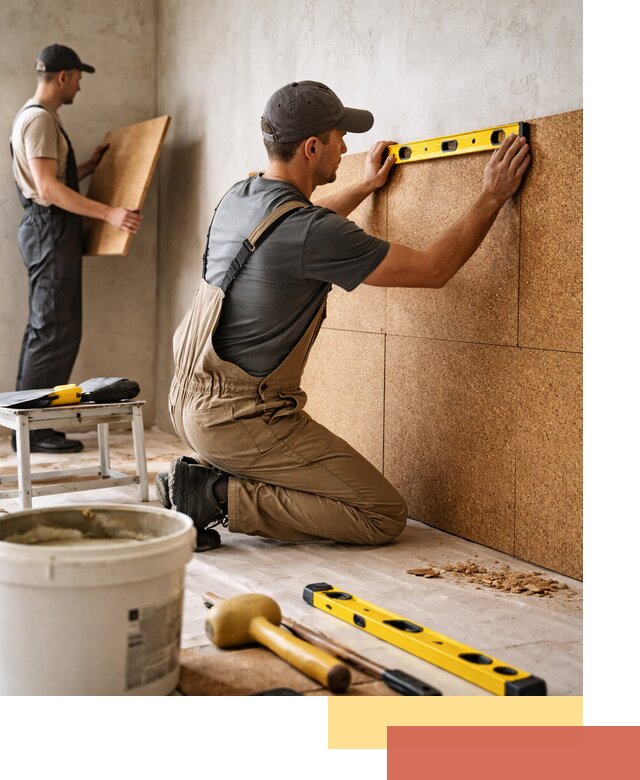 Монтаж пробковых панелей на стены в Домодедово быстро и качественно