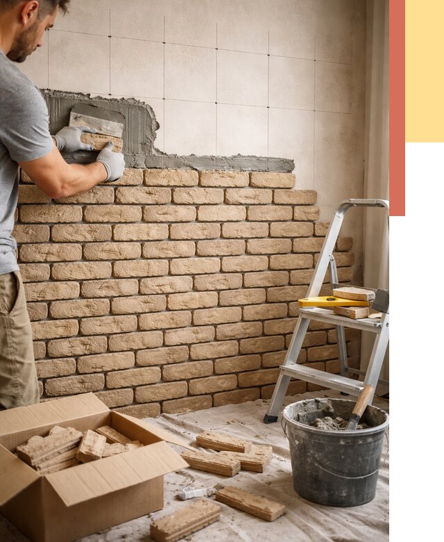 Монтаж декоративного кирпича в Домодедово от 3368 руб./м² — быстро и недорого | ОТДЕЛОЧНИК-Дмд