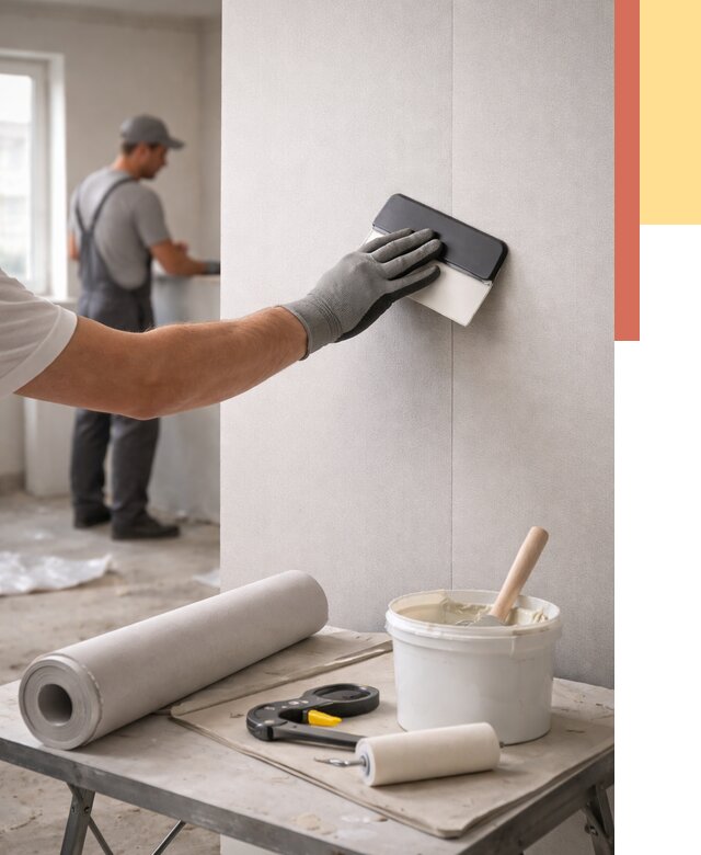 Поклейка обоев под покраску в Домодедово от 3684 руб. за м2 | ОТДЕЛОЧНИК-Дмд