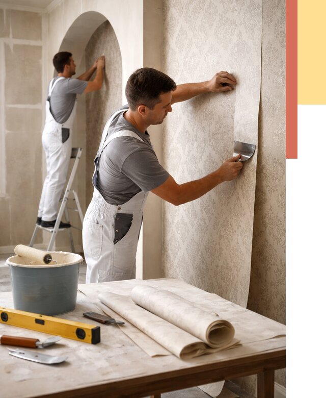 Поклейка обоев на сложные стены в Домодедово от 2947 руб. под ключ | ОТДЕЛОЧНИК-Дмд