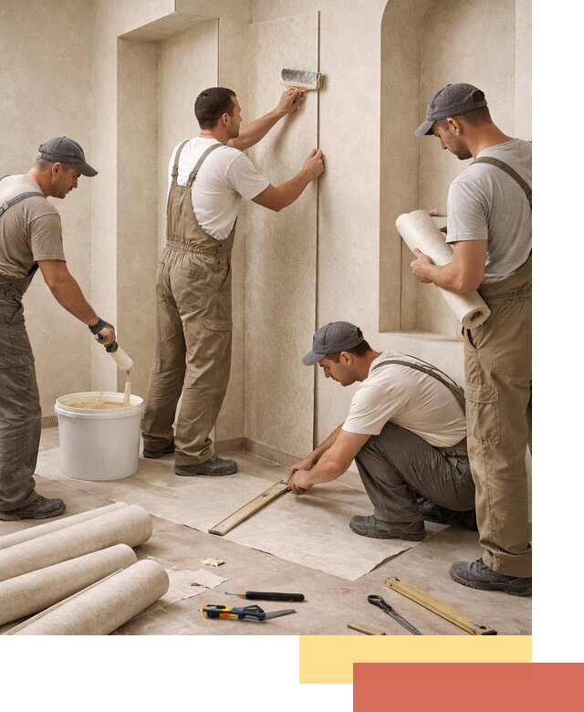 Поклейка обоев на сложные стены и неровные поверхности в Домодедово