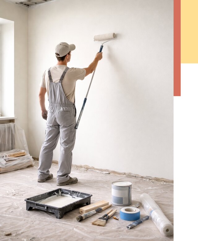 Покраска стен водоэмульсионной краской в Домодедово от 474 руб. за м² | ОТДЕЛОЧНИК-Дмд