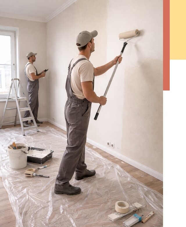 Покраска стен акриловой краской в Домодедово от 3684 руб./м² — быстро и недорого | ОТДЕЛОЧНИК-Дмд