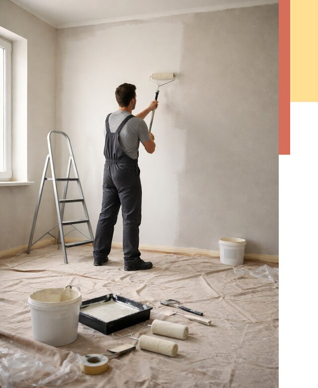 Покраска стен моющейся краской в Домодедово от 368 руб./м² — быстро и недорого | ОТДЕЛОЧНИК-Дмд