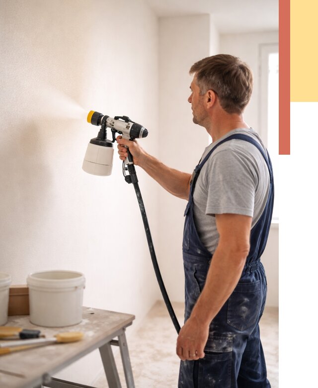 Покраска стен краскопультом в Домодедово от 7895 руб. — механизированная покраска | ОТДЕЛОЧНИК-Дмд