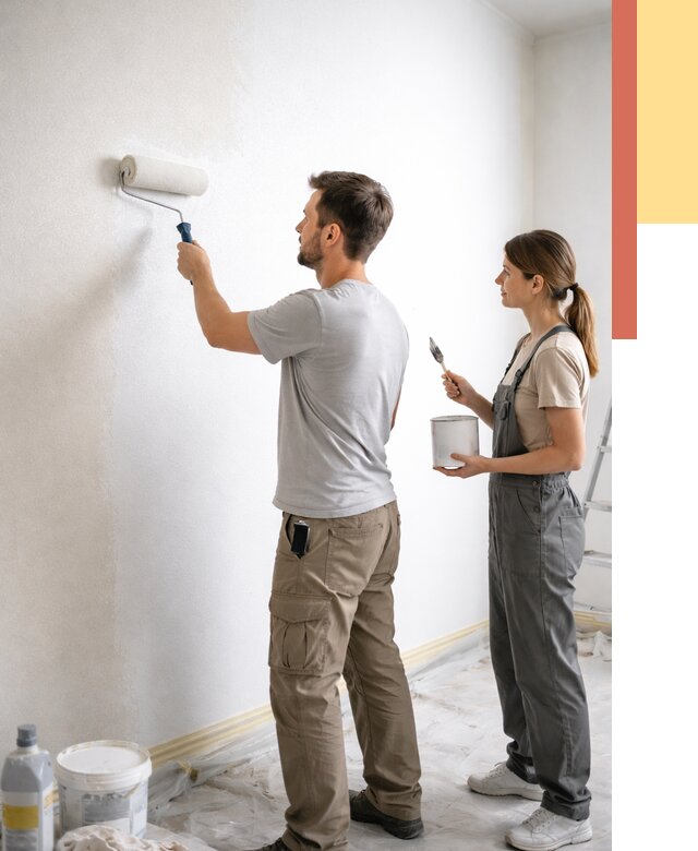 Окраска стен по стеклохолсту в Домодедово от 4737 руб/м² под ключ | ОТДЕЛОЧНИК-Дмд