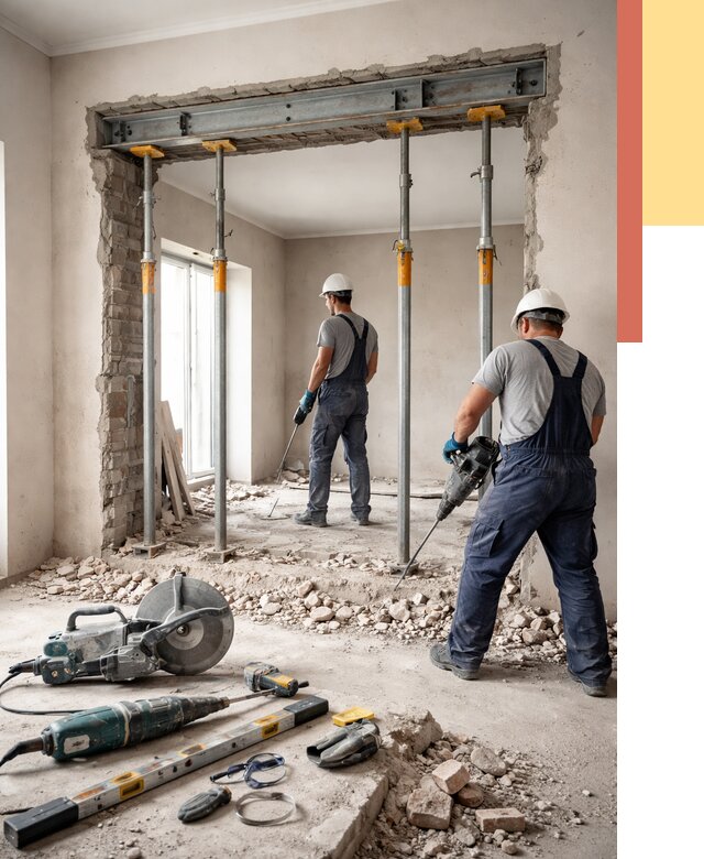 Прорезка проема в стене в Домодедово от 4737 руб. — быстро и недорого | ОТДЕЛОЧНИК-Дмд