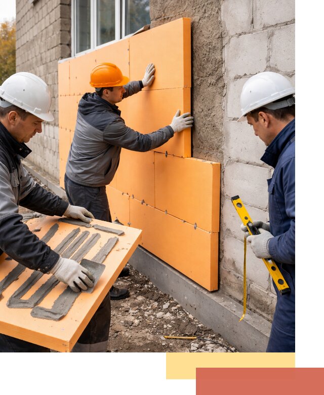 Утепление фасада пеноплексом под ключ в Домодедово
