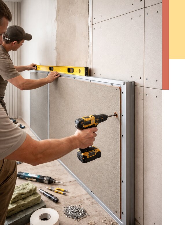 Шумоизоляция стен панелями ЗИПС в Домодедово от 2316 руб./м² под ключ | ОТДЕЛОЧНИК-Дмд