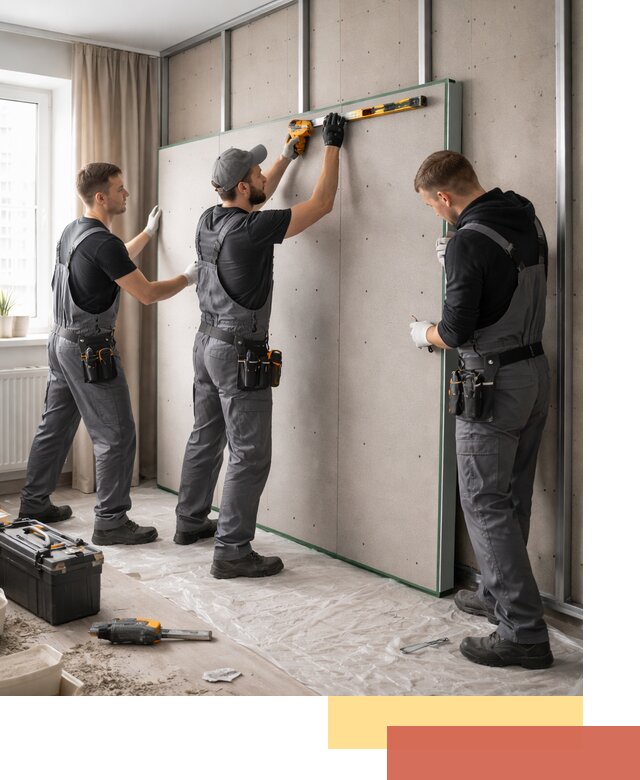 Шумоизоляция стен панелями ЗИПС в Домодедово для жилых и коммерческих помещений