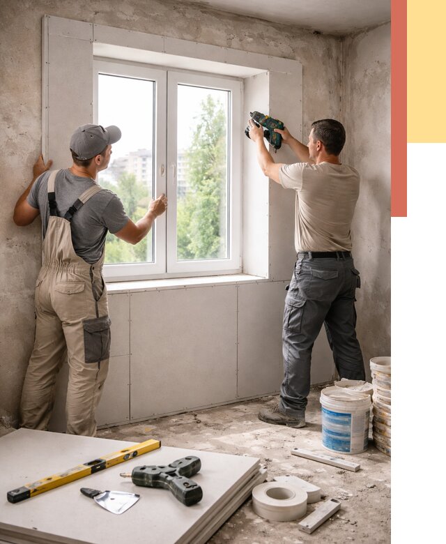 Монтаж откосов из гипсокартона в Домодедово от 4737 руб. под ключ | ОТДЕЛОЧНИК-Дмд