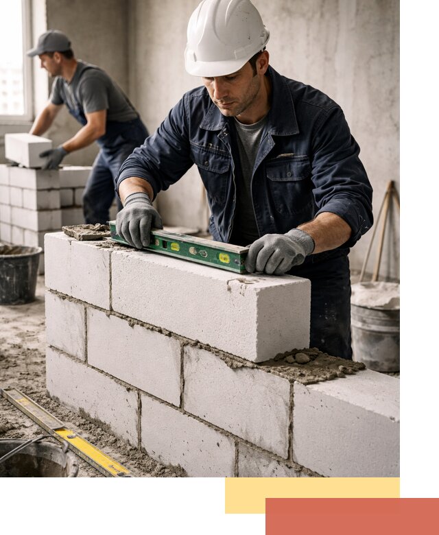 Кладка перегородок из пеноблока под ключ в Домодедово