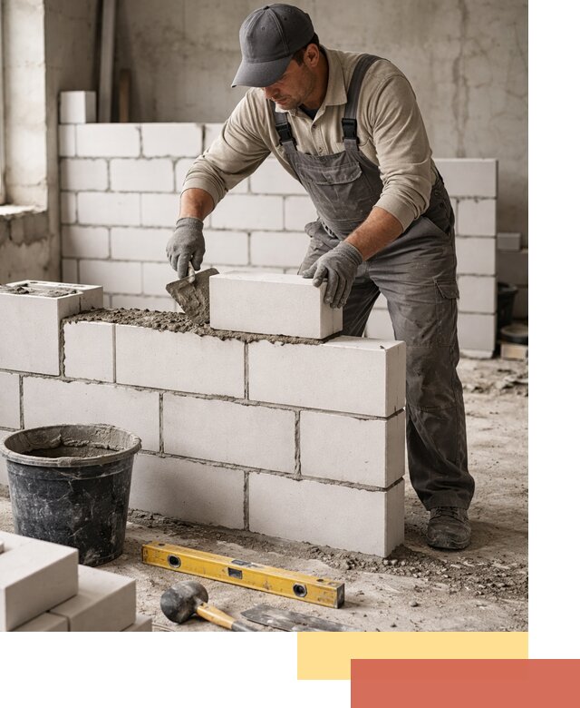 Кладка перегородок из силикатного блока в Домодедово