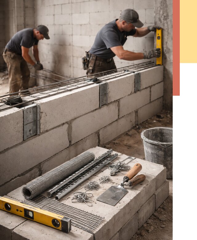 Армирование кладки перегородок в Домодедово от 789 руб. под ключ | ОТДЕЛОЧНИК-Дмд