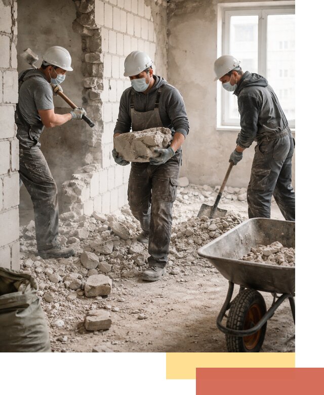 Демонтаж блочных перегородок в Домодедово быстро и аккуратно