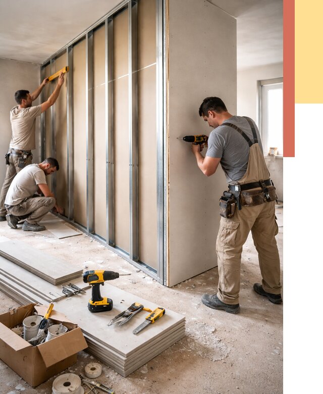 Монтаж однослойной перегородки из гипсокартона в Домодедово от 684 руб. | ОТДЕЛОЧНИК-Дмд