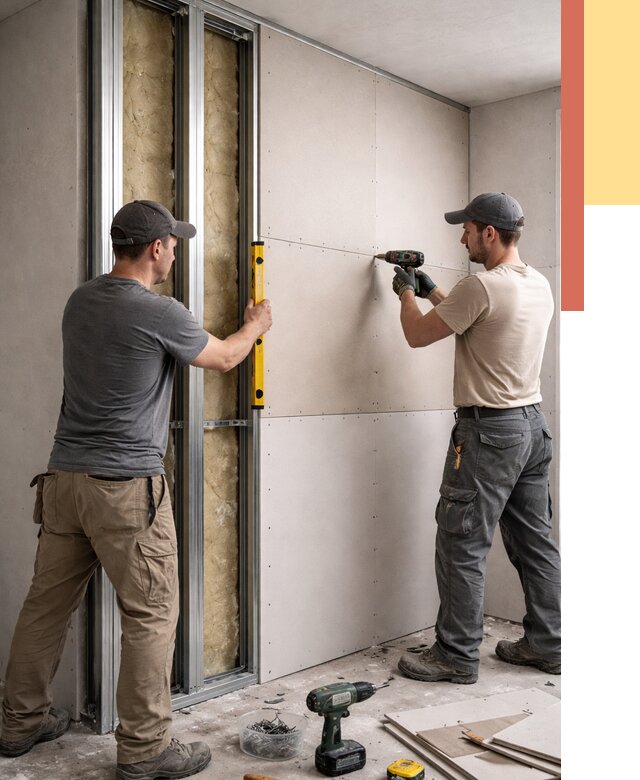 Монтаж двухслойной перегородки из гипсокартона в Домодедово от 1526 руб. | ОТДЕЛОЧНИК-Дмд