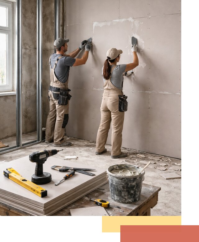 Монтаж двухслойной перегородки из гипсокартона в Домодедово