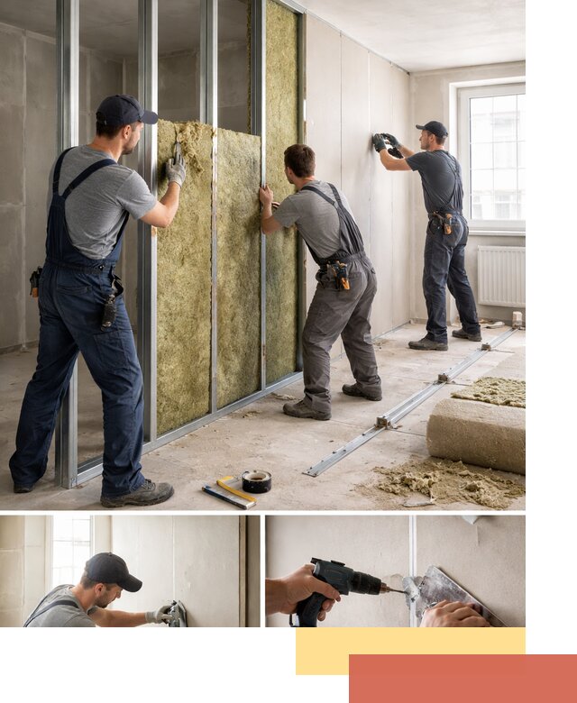 Перегородка из гипсокартона с шумоизоляцией в Домодедово — монтаж под ключ