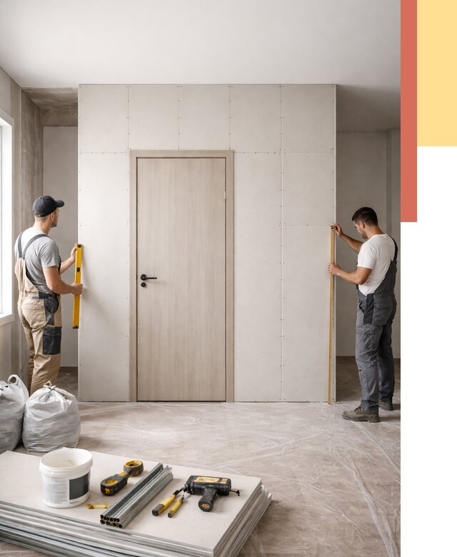 Перегородка из гипсокартона с дверью в Домодедово от 4737 руб. под ключ | ОТДЕЛОЧНИК-Дмд