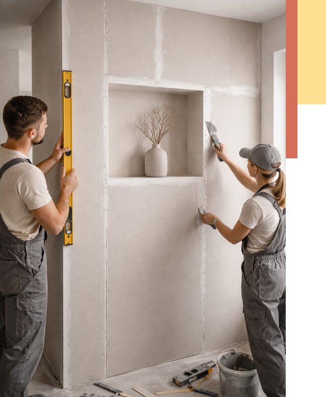 Перегородка из гипсокартона с нишей в Домодедово от 3421 руб. под ключ | ОТДЕЛОЧНИК-Дмд