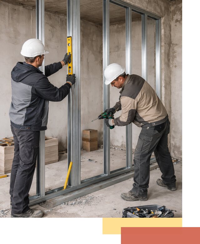 Монтаж каркаса перегородки из профиля в Домодедово