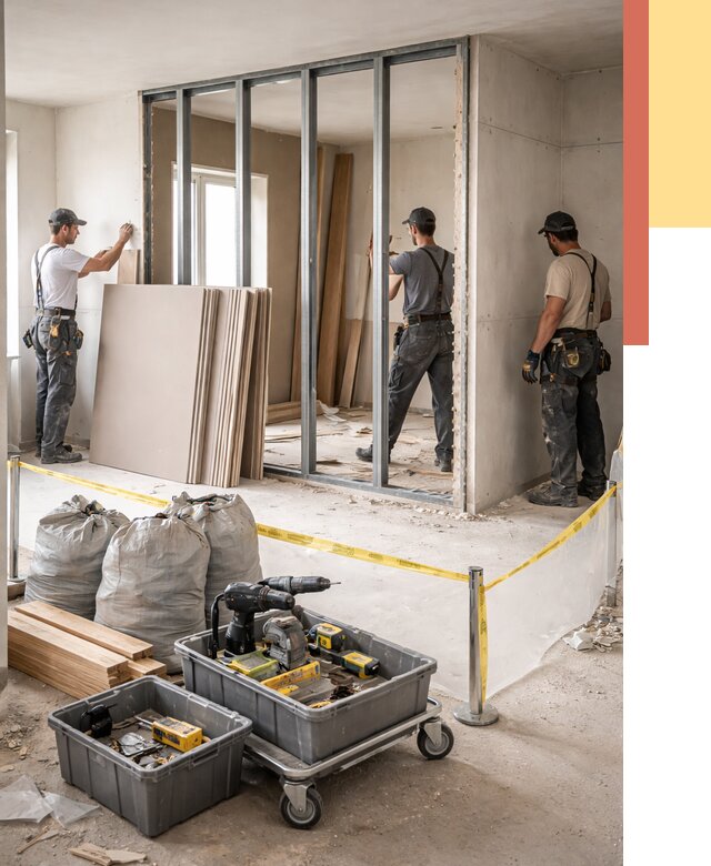 Перенос гипсокартонной перегородки в Домодедово под ключ от 4737 руб. | Демонтаж и монтаж – ОТДЕЛОЧНИК-Дмд