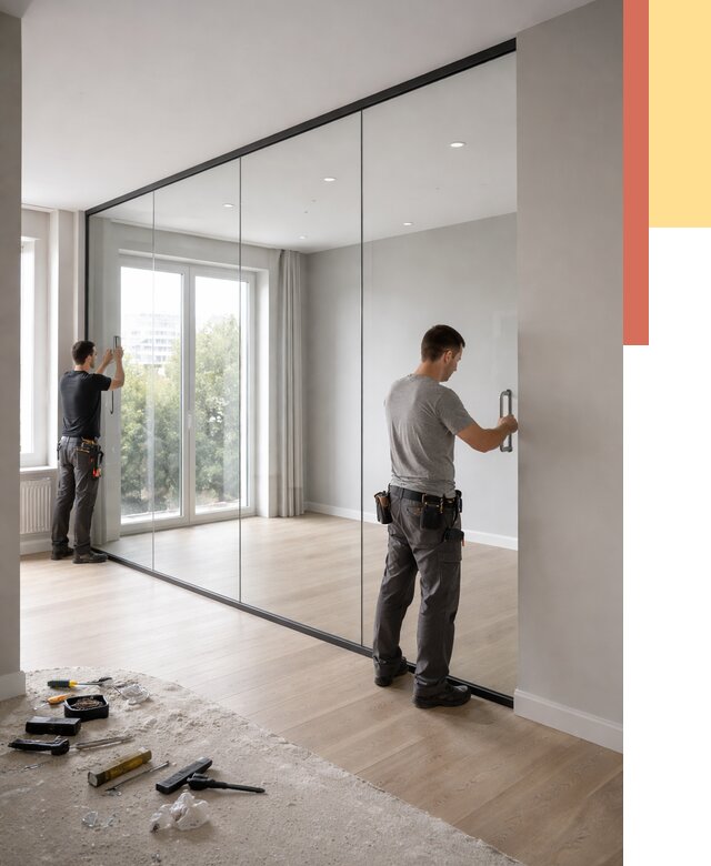 Изготовление стеклянных перегородок в Домодедово от 13000 руб. под ключ | ОТДЕЛОЧНИК-Дмд