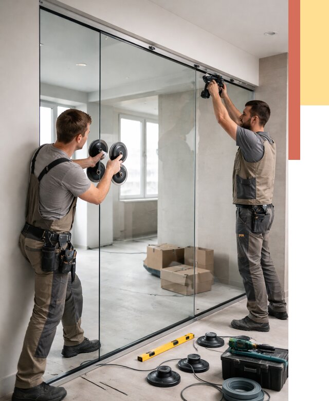 Монтаж стеклянных перегородок в Домодедово от 6842 руб. | ОТДЕЛОЧНИК-Дмд