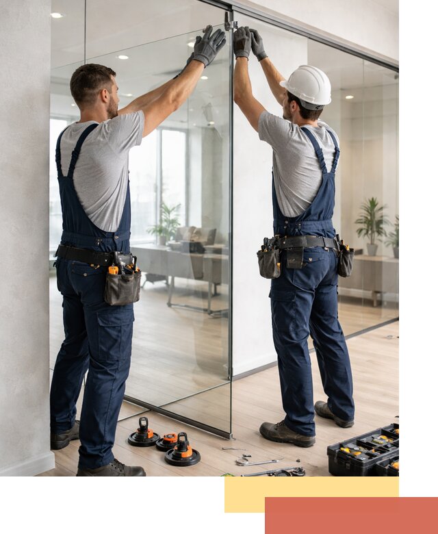 Безрамные стеклянные перегородки под ключ в Домодедово