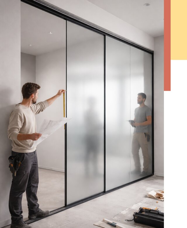 Матовые стеклянные перегородки в Домодедово от 8947 руб. — монтаж и установка | ОТДЕЛОЧНИК-Дмд