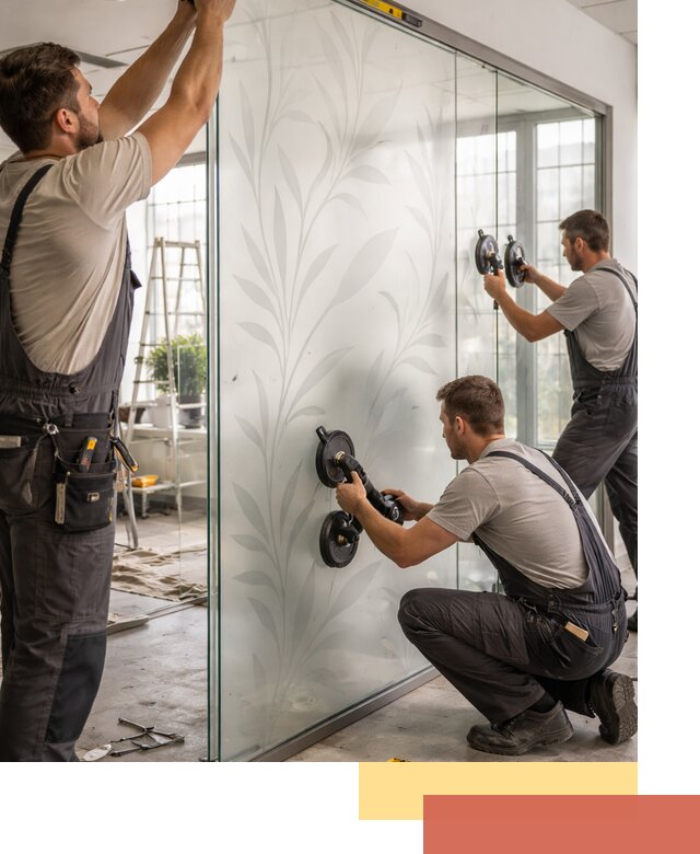 Стеклянные перегородки с рисунком на заказ в Домодедово