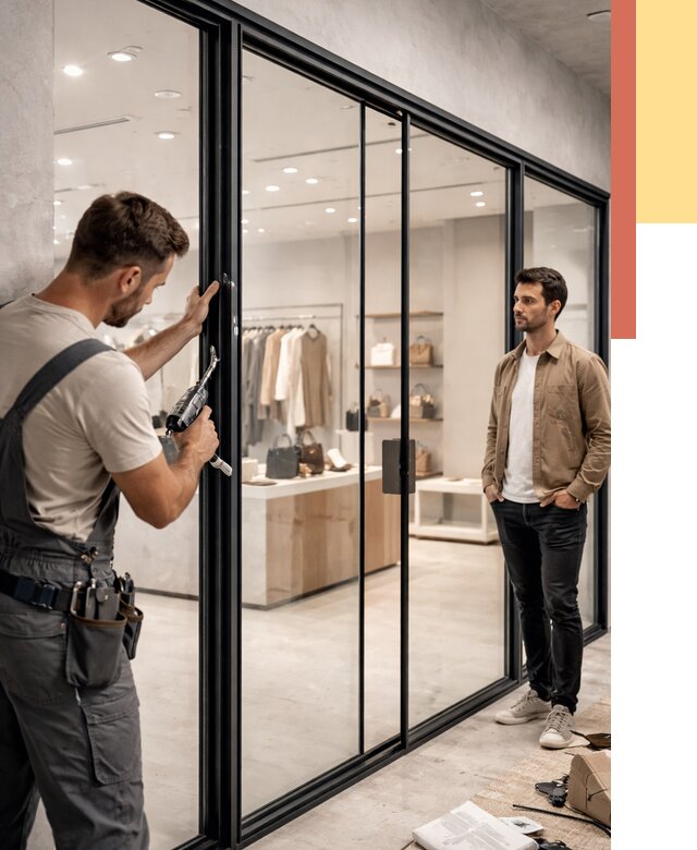 Стеклянные перегородки для магазинов в Домодедово от 8631 руб. под ключ | ОТДЕЛОЧНИК-Дмд