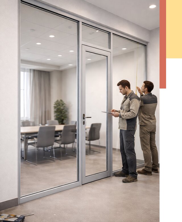 Установка и монтаж алюминиевых перегородок со стеклом в Домодедово от 8631 руб. | ОТДЕЛОЧНИК-Дмд